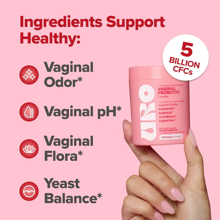 URO Cápsulas Probióticas Vaginales para el Equilibrio Del pH, el Olor Vaginal y el Apoyo a la Salud Vaginal, 60 Unidades