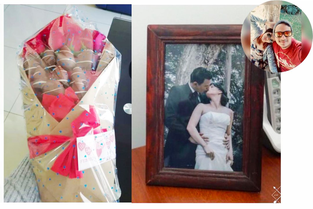 ramos de fresas y rosas con foto