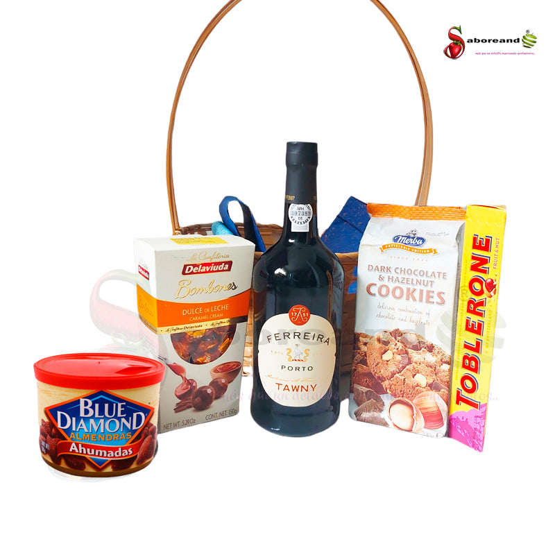 gourmet costa rica Canasta con vino portuges ferreira oporto para regalar en costa rica