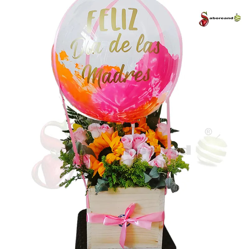 arreglo floral con globo burbuja costa rica