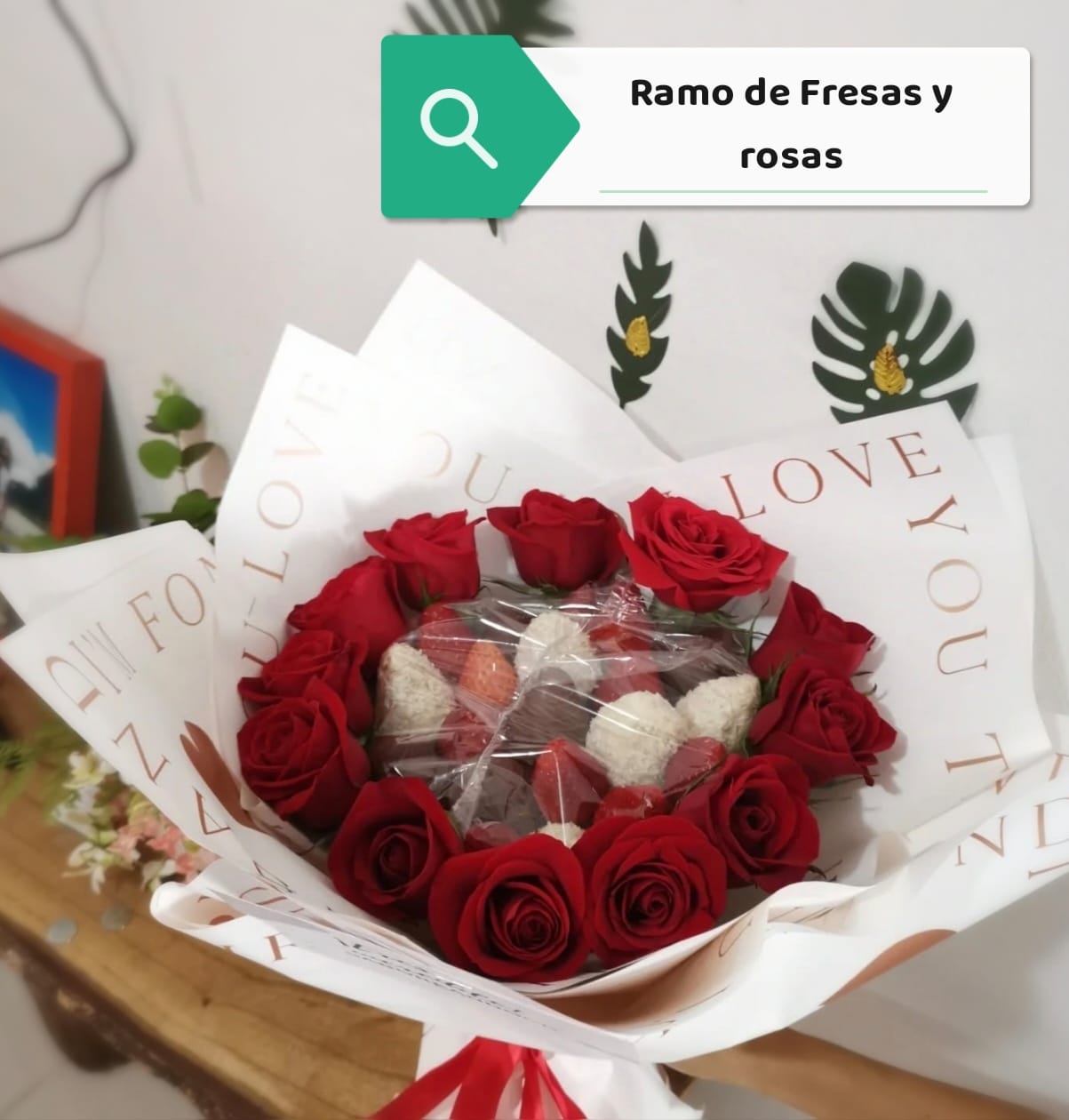 ramos de rosas rojas con fresas con chocolate costa rica