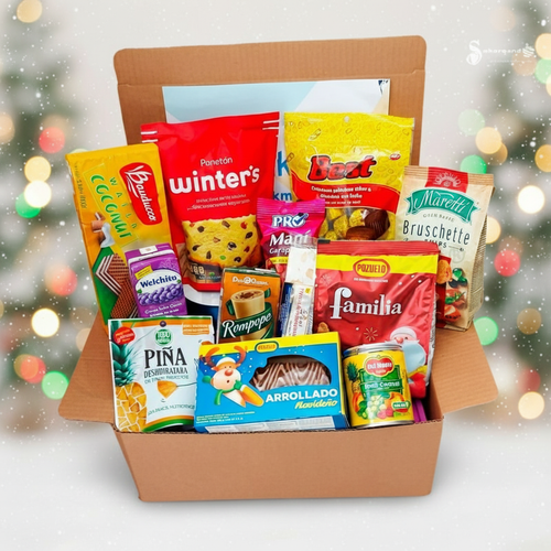 Caja de regalo con fondo navideño