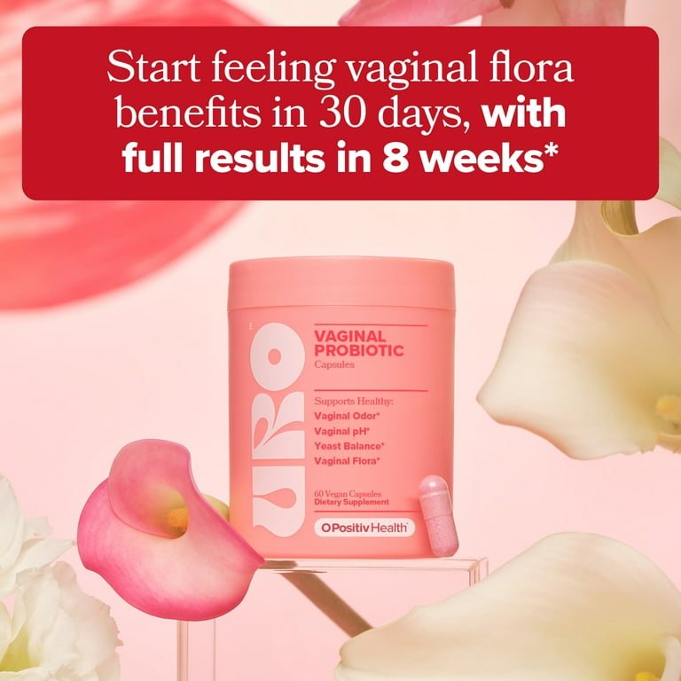 URO Cápsulas Probióticas Vaginales para el Equilibrio Del pH, el Olor Vaginal y el Apoyo a la Salud Vaginal, 60 Unidades