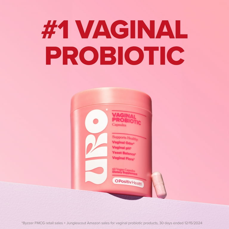 URO Cápsulas Probióticas Vaginales para el Equilibrio Del pH, el Olor Vaginal y el Apoyo a la Salud Vaginal, 60 Unidades