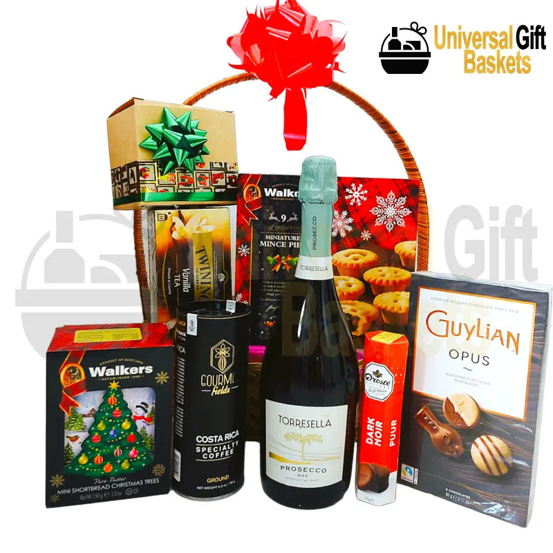 Cestas de regalo con vino espumoso gourmet de Costa Rica