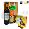 giftbaskets costa rica vino caja de madera galletas