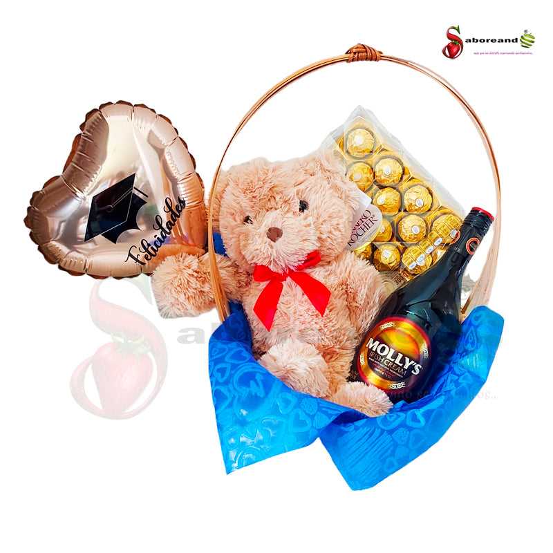 giftbasket Oso peluche crema irlandesa Ferreros costa rica gourmet costa rica